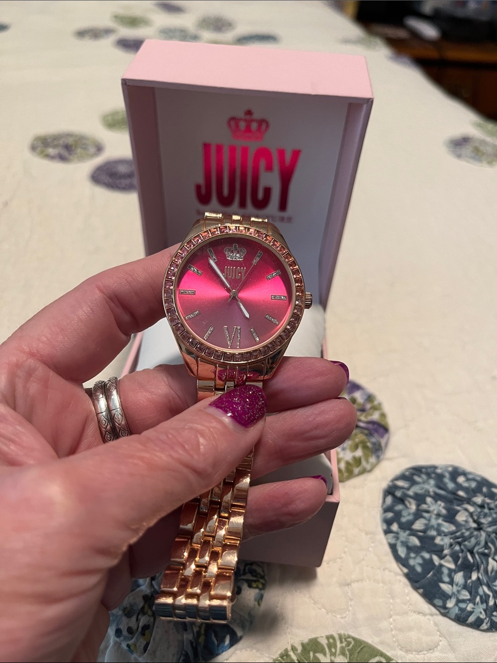 Juicy Couture Rose Gold Watch with Pink Sunray Dial. Never worn.